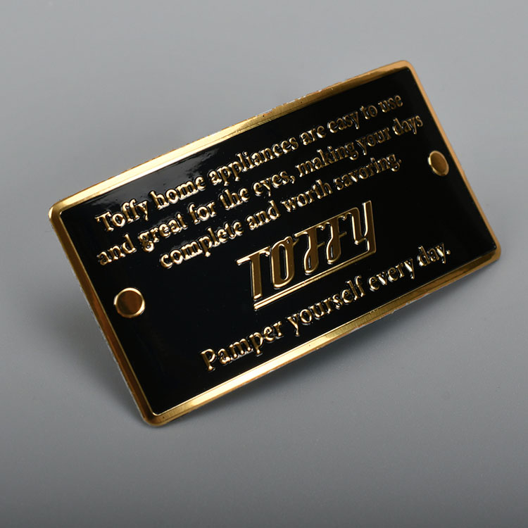 Étiquette en métal doré imprimé en aluminium