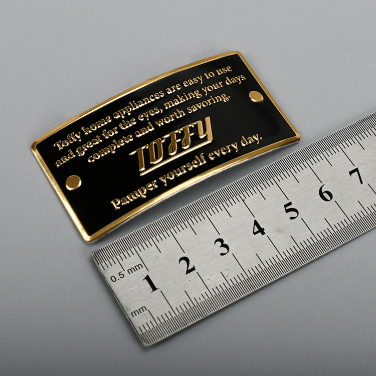 Étiquette en métal doré imprimé en aluminium