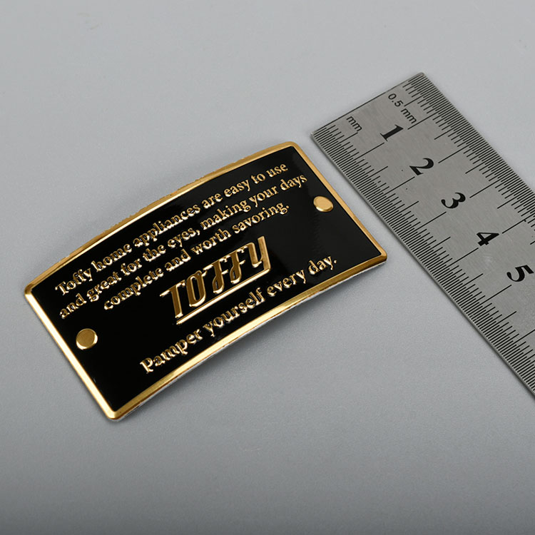 Étiquette en métal doré imprimé en aluminium