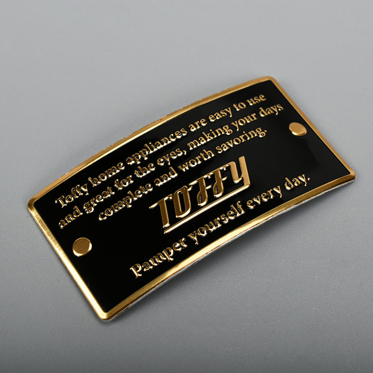 Étiquette en métal doré imprimé en aluminium