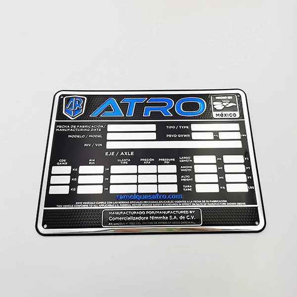 Étiquette d'aluminium de marque d'entreprise