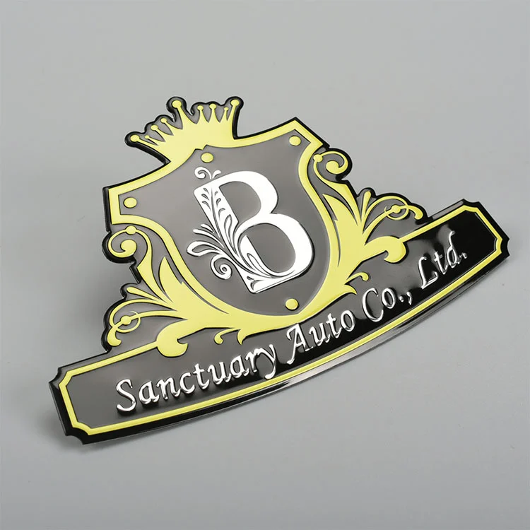 Étiquette de métal avec logo