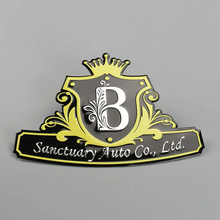 Étiquette de métal avec logo