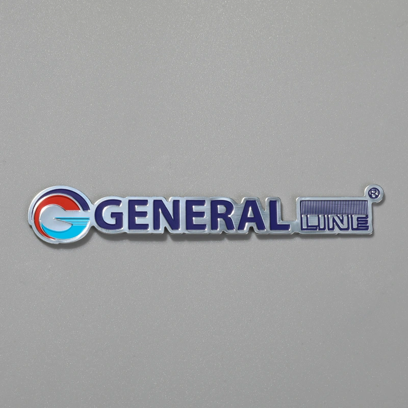 Plaque signalétique avec logo en relief en aluminium pour réfrigérateur