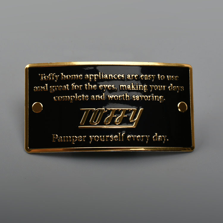 Étiquette en métal doré imprimé en aluminium